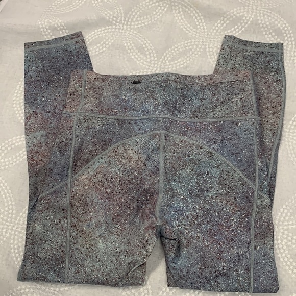 LULULEMON Stone/ Pink Paint Splattered Wunder Under Hi Rise Leggings Size 6 - Picture 6 of 14
